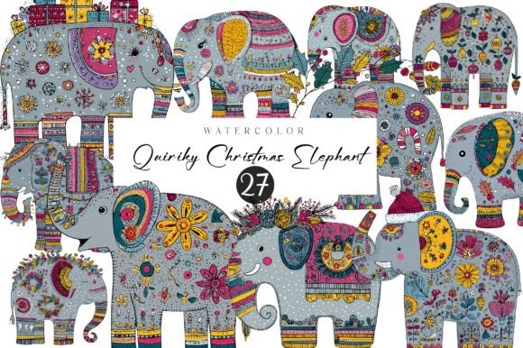 Bringing Festive Whimsy to Your Designs with Quirky Christmas Elephant Clipart