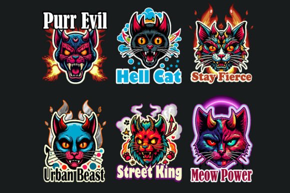 Cat Devil Demon Head: A Bold Vector for Edgy Creations