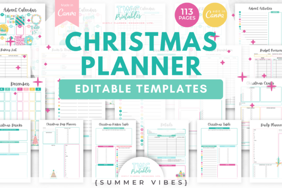 Christmas Planner Canva | SUMMER VIBES: Your Festive Planning Toolkit
