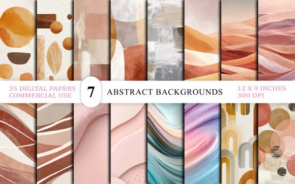 Earthy Boho Abstract Backgrounds Bundle: 35 Warm Textures