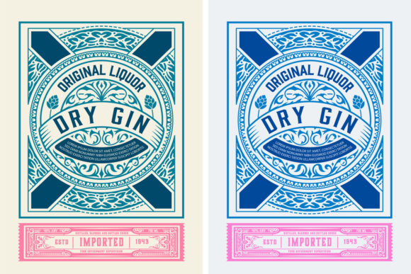 Elevate Your Brand with a Vintage Gin Label with Baroque Ornaments