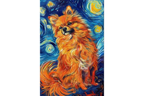 Fiery Pomeranian Whimsical Swirl Poster: A Bold Statement Piece