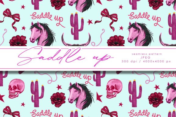 Saddle Up Cowgirl Seamless Pattern: A Western Designer's Asset