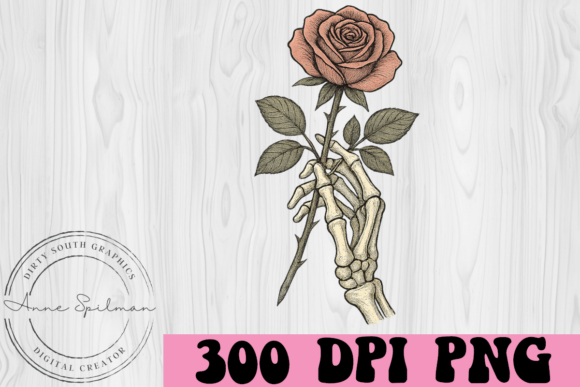 Skeleton Hand Holding Rose: Design with a Gothic Edge